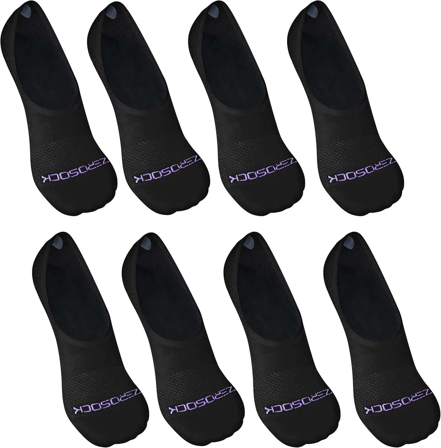 ZeroSock Bamboo Viscose Super Low Invisible Socks With Mesh Ventilation with Anti-Slip Gel Heel Grip (4 Pairs Per Box)