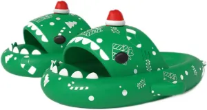 Zureto Christmas Shark Slides, Santa Shark Slides Glow in the Dark, 3D Cartoon Spooky Shark Slippers