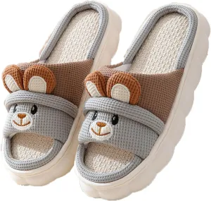 Zureto Cute Rabbit Lace Slippers, Bear Animal Linen Slippers, Summer Couple Home Shoes Indoor and Outdoor