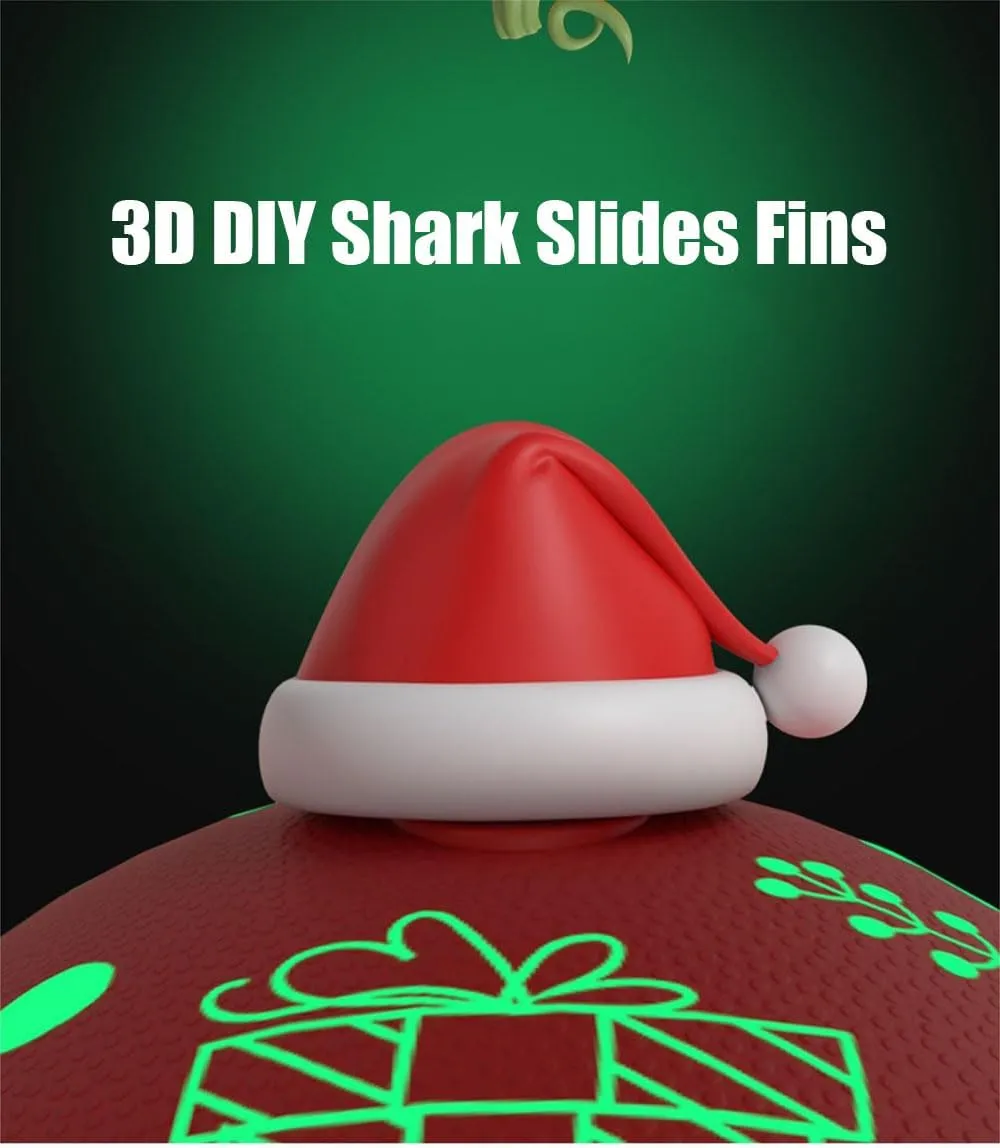 Zureto Halloween Christmas Shark Slippers, 3D Cartoon Spooky Shark Slides Glow In The Dark For Men Women